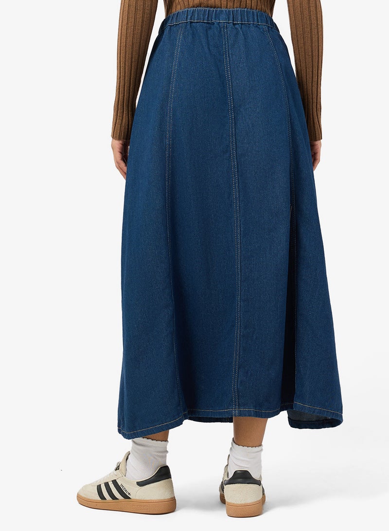 Ginger Denim A Line Midi Skirt - Image 2